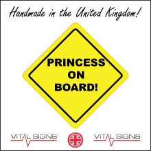 (400 x 400mm - 16 x 16, D - 1mm Pvc Foamex) HU354 Princess On Board Sign Car Yellow Diamond Safety Distance Royal Girl child 600mm x 600mm B - Magnetic - Vehicle Grade