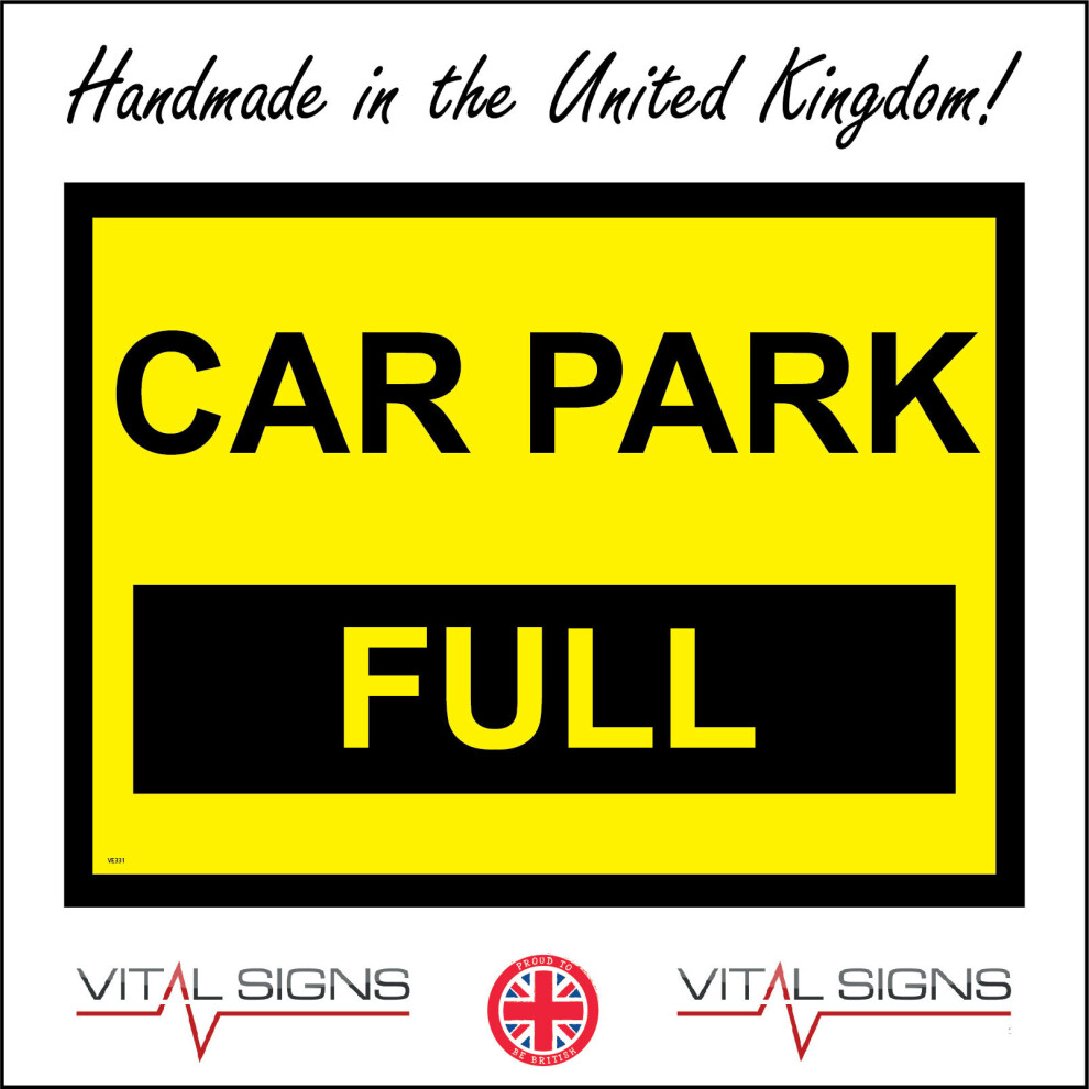 (600 x 450mm - 24 x 18, A - Sticker / Sav - Non-See Through) VE331 Car Park Full Sign Yellow Black Spaces Parking Vehicles Shopping People 600mm x 450-image-OPC-P8FDMP8-NEW