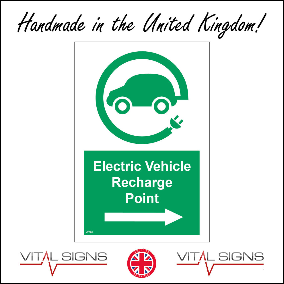 (400 x 600mm - 16 x 24, E - 3mm Standard Foamex Foamboard) VE305 Electric Vehicle Recharge Point Right ArrowSign  Point Space Park Cars 450mm x 600mm-image-OPC-P8FDN7C-NEW