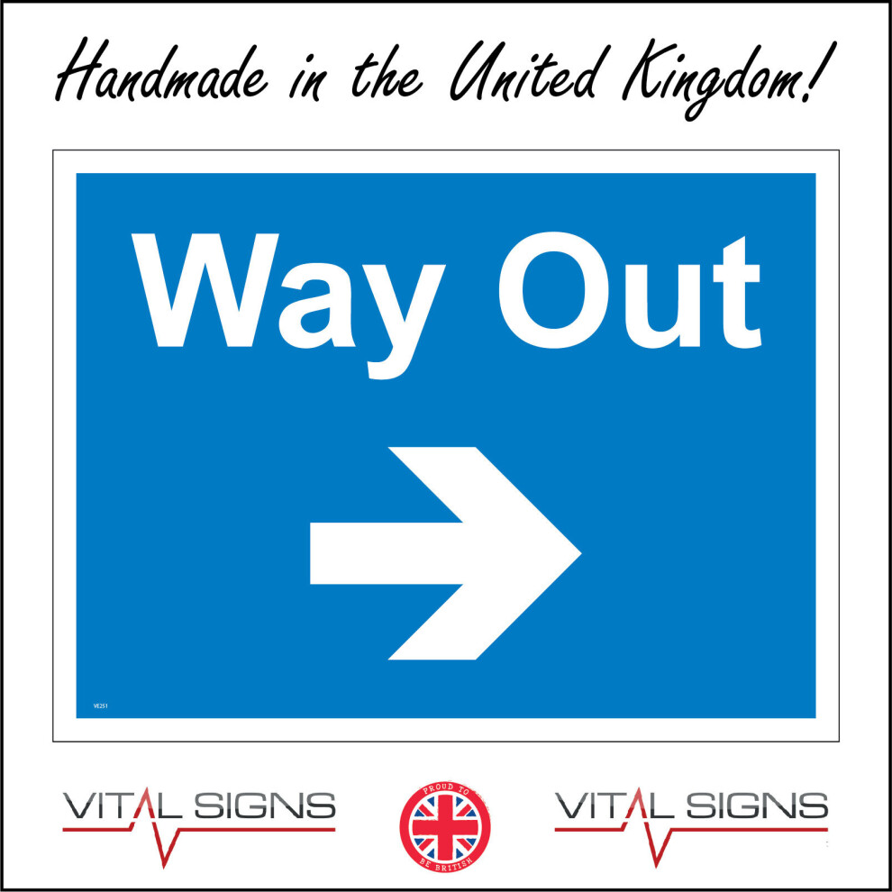 (600 x 450mm - 24 x 18, C - Dibond / Composite Aluminium) VE251 Way Out Right Arrow Sign Direction Car Park Shops Hospital School Doctors 600mm x 450m-image-OPC-P8FDNN5-NEW