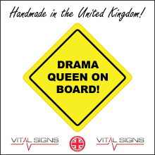 (200 x 200mm - 8 x 8, C - Dibond / Composite Aluminium) HU366 Drama Queen On Board Sign Child Girl Imp Yellow Safety Fun Safety 600mm x 600mm B - Magnetic - Vehicle Grade