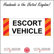 (600 x 200mm - 24 x 8, C - Dibond / Composite Aluminium) VE261 Escort Vehicle Sign Motorway Maintenance Rescue Abnormal Load Truck 600mm x 200mm B - Magnetic - Vehicle Grade