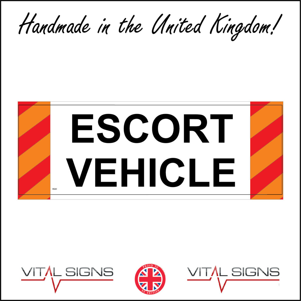 (600 x 200mm - 24 x 8, C - Dibond / Composite Aluminium) VE261 Escort Vehicle Sign  Motorway Maintenance Rescue Abnormal Load Truck 600mm x 200mm B - Magnetic - Vehicle Grade