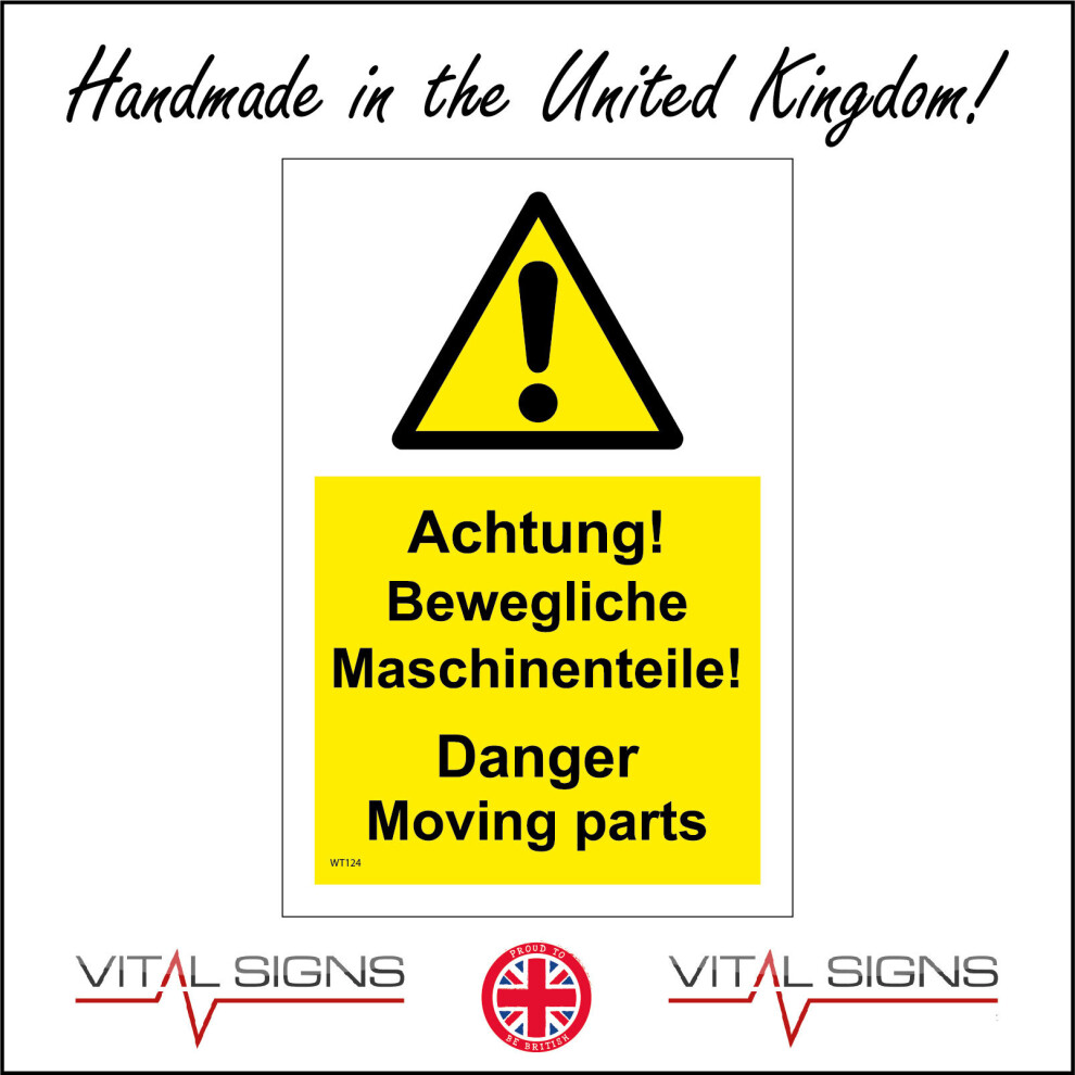 (400 x 600mm - 16 x 24, G - 10mm Extra Heavy Duty Foamex Foamboard) WT124 Achtung Bewegliche Maschinenteile Danger Moving Parts Sign Machine German 45-image-OPC-P8FF5Y7-NEW