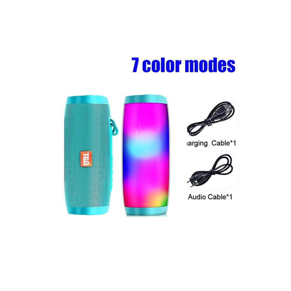 (1200Mah ) Wireless Bluetooth-Compatible Speaker Portable Speaker Sound Column Outdoor Bass Hifi Tf Fm Radio With Led Green/Light 364967498493