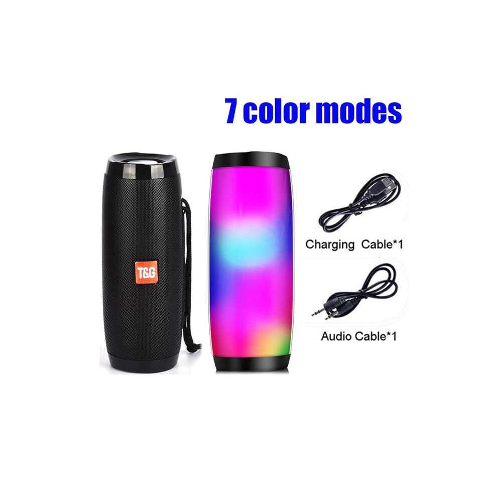 (1200Mah ) Wireless Bluetooth-Compatible Speaker Portable Speaker Sound Column Outdoor Bass Hifi Tf Fm Radio With Led Black/Light 364967498486