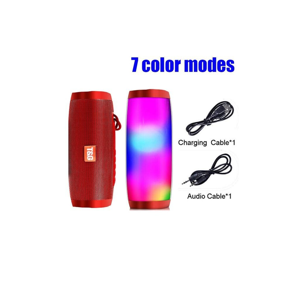 (800Mah ) Wireless Bluetooth-Compatible Speaker Portable Speaker Sound Column Outdoor Bass Hifi Tf Fm Radio With Led Red/Light 364967498523