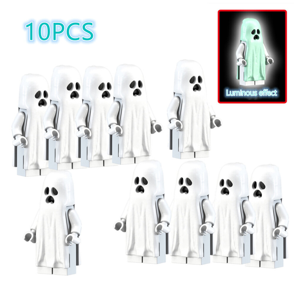 Zhike 10Pcs Luminous Vitruvius /Ghost Minifigure Blocks Toy Collection Fit Lego Halloween Decoration