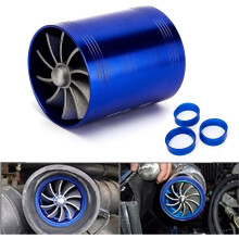 Universal Turbocharger Double Turbo Propeller Fan Auto Air Intake Gas Fuel Saver Fan