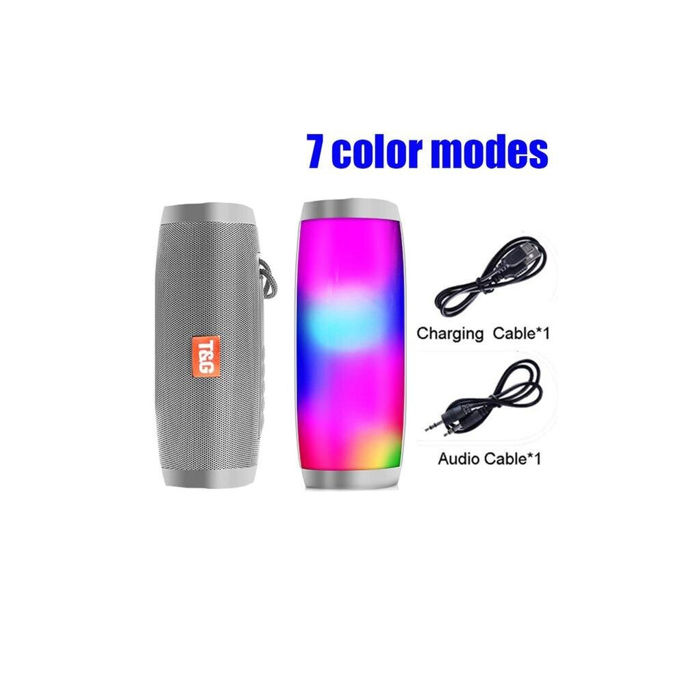 (800Mah ) Wireless Bluetooth-Compatible Speaker Portable Speaker Sound Column Outdoor Bass Hifi Tf Fm Radio With Led Gray/Light 364967498547