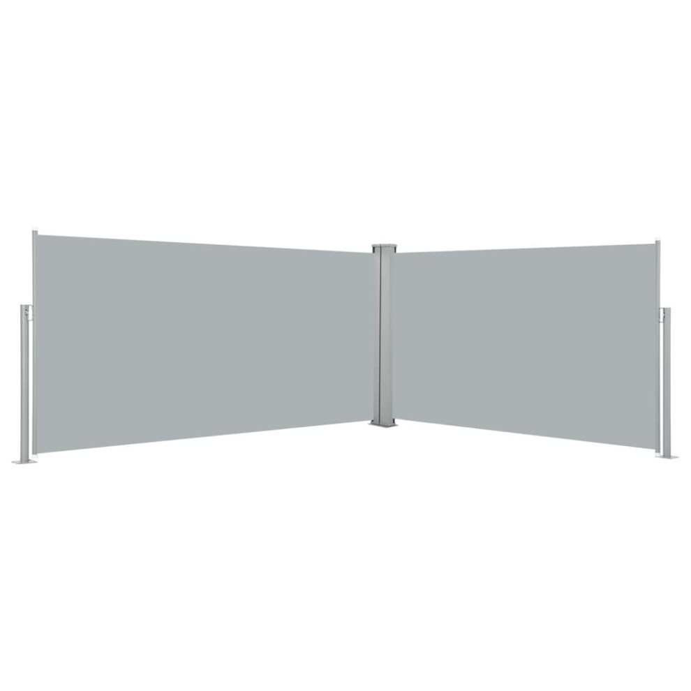 vidaXL Retractable Side Awning 160x600cm Grey Outdoor Windscreen Sunshade