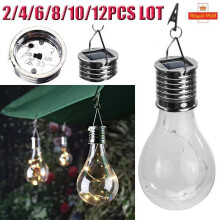 (Multicolour, 6 PCS) Waterproof Solar Powered Hanging Light Bulbs Outdoor Garden Party Decor Lamp