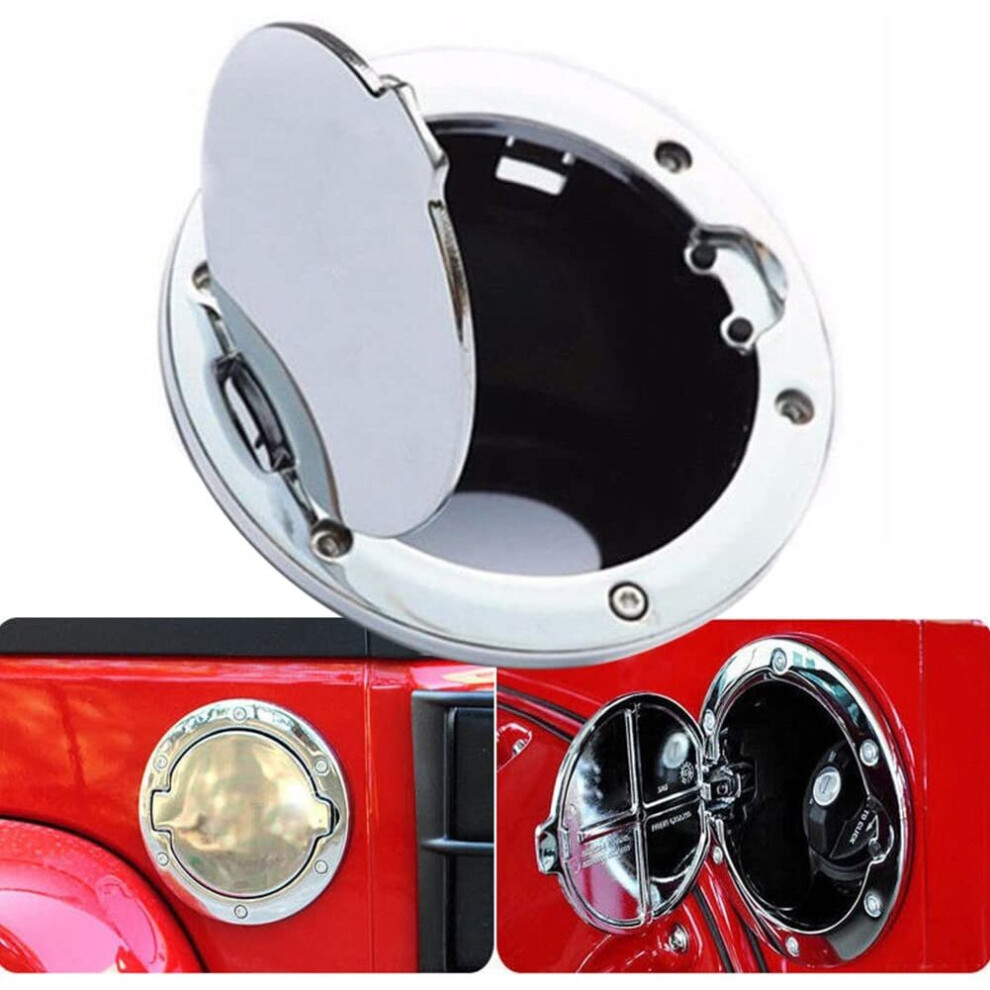 (Plating) Fuel Filler Door Cover Gas Tank Cap For Jeep Wrangler Jk Unlimited 2/4 Door Abs 647297313590