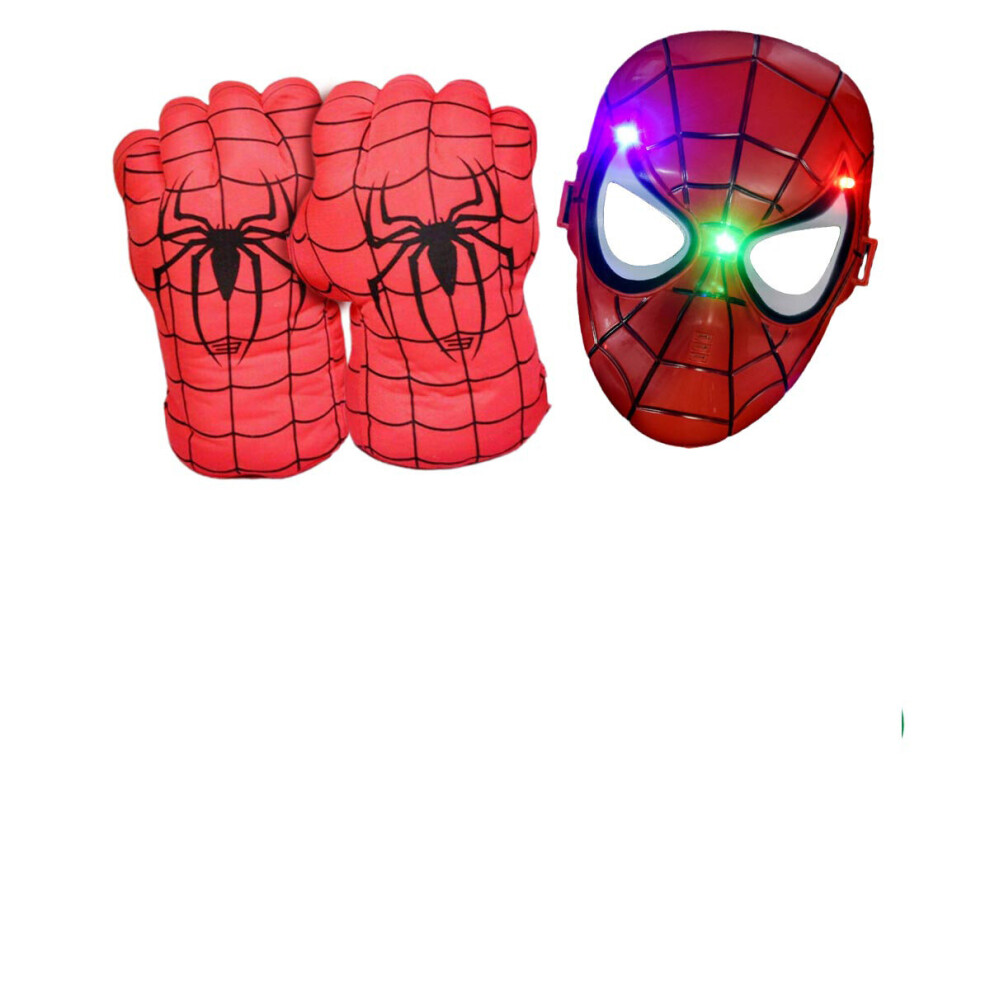 (Spiderman gloves+mask) Hulk Spiderman Full Face Mask + Gloves Combo Party Costume Masquerade Kids