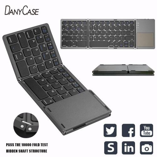 (White keyboard) Mini folding keyboard Touchpad Bluetooth 3.0 Foldable Wireless Keypad for Windows,Android,ios Tablet ipad Phone 1