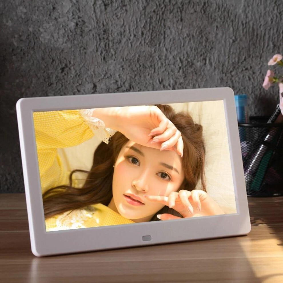 (10Inch Uk Weight) New 10 Inch Screen Led Backlight Hd 1024*600 Digital Photo Frame Electronic Album Picture Music Movie Full Function Good Gift Black/White 364967494938