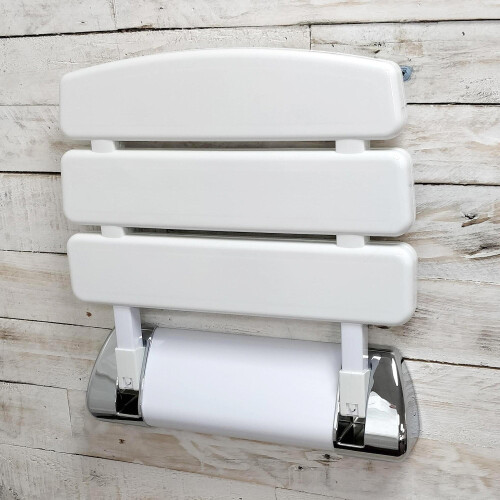 Wall Mounted Folding Shower Seat White with Chrome Trim 1