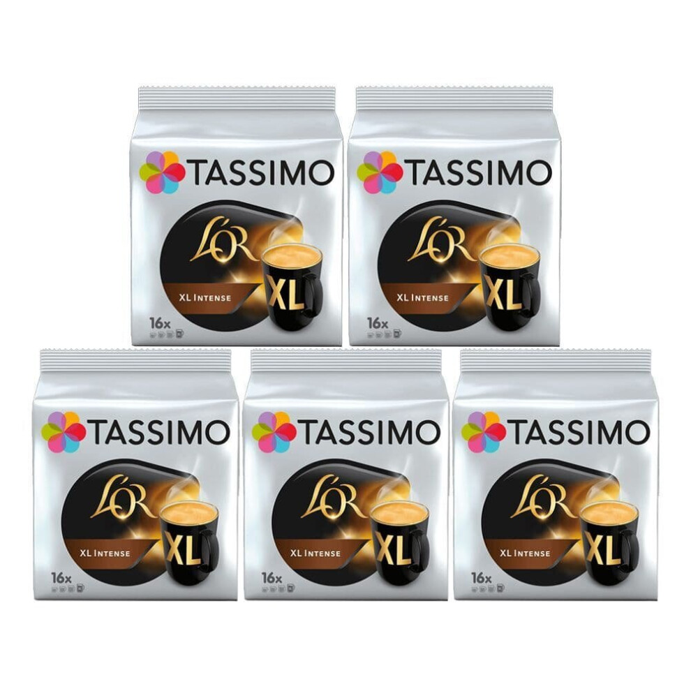 Tassimo L'OR XL Intense Coffee Pods (Pack of 5, Total 80 Drinks )