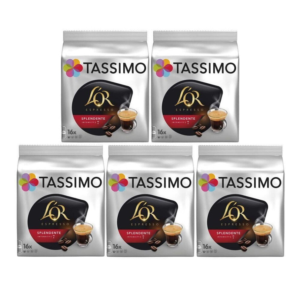 Tassimo T Discs L'OR Splendente Pods, (Pack of 5, Total 80 Drinks)