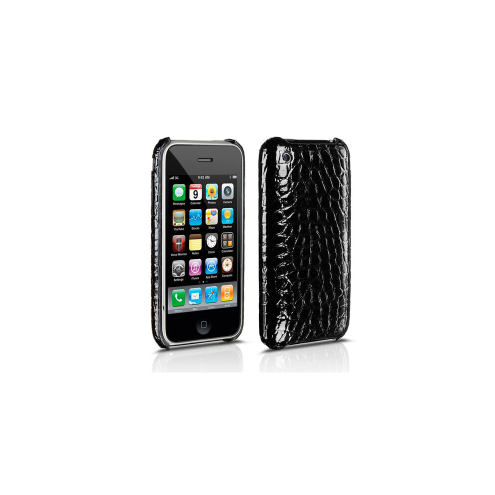 Philips Black Leatherette Polycarbonate Snap On Case for iPhone 3G 3GS