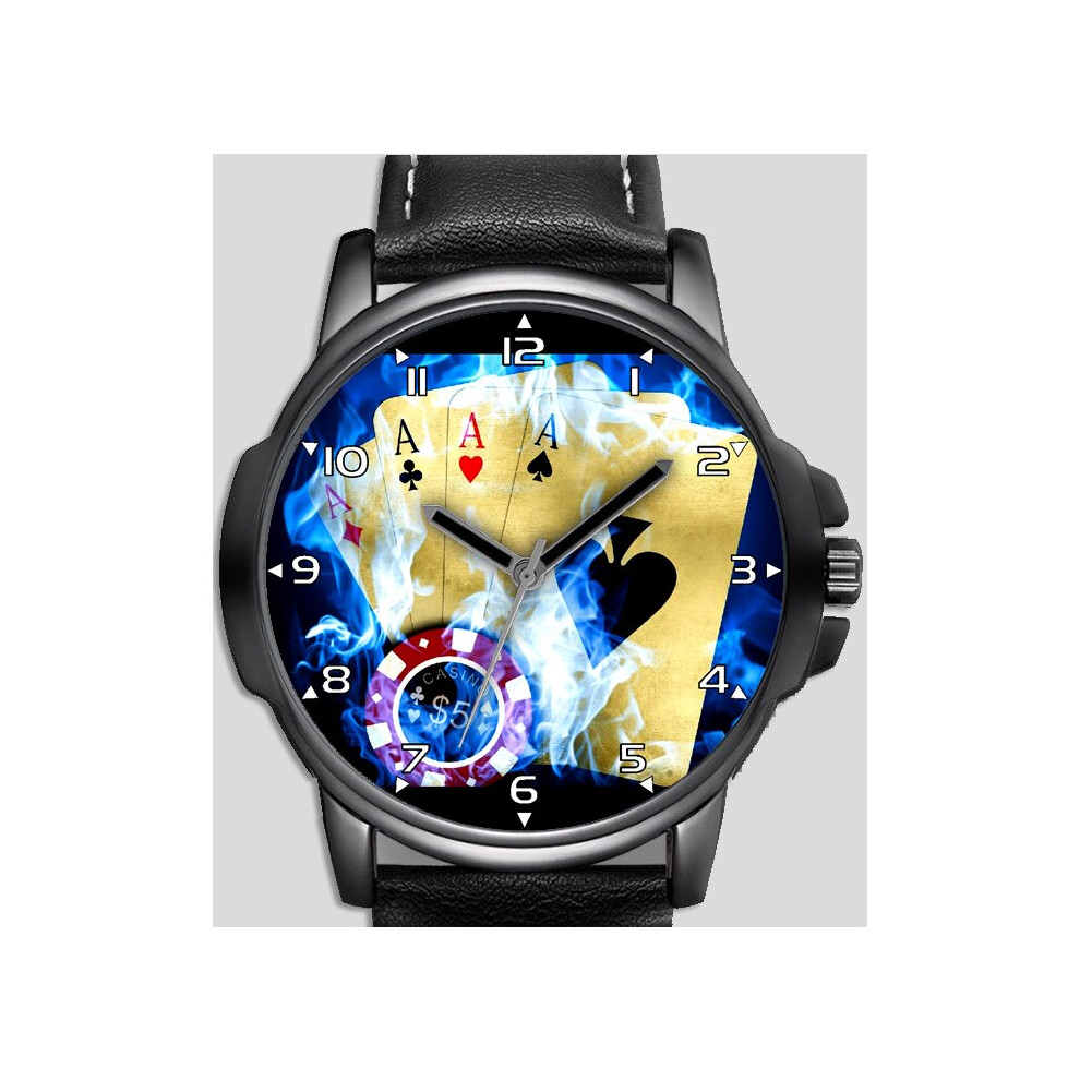 Ace Of Aces Poker chips Unique Unisex Beautiful Wrist Watch UK FAST