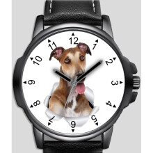 H-0028 Dog Collection Greyhound Pet Unique Unisex Wrist Watch - Faux Leather Band, Miyota Quartz, Stainless Steel Back