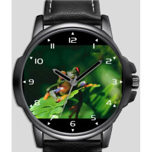 Big Red Eyed Green Frog Unique Unisex Beautiful Wrist Watch UK FAST