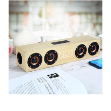 (yellow) Home theater portable column Bluetooth Speaker Wireless wood speaker Alarm Clock Radio subwoofer Soundbar for TV speaker AUX USB
