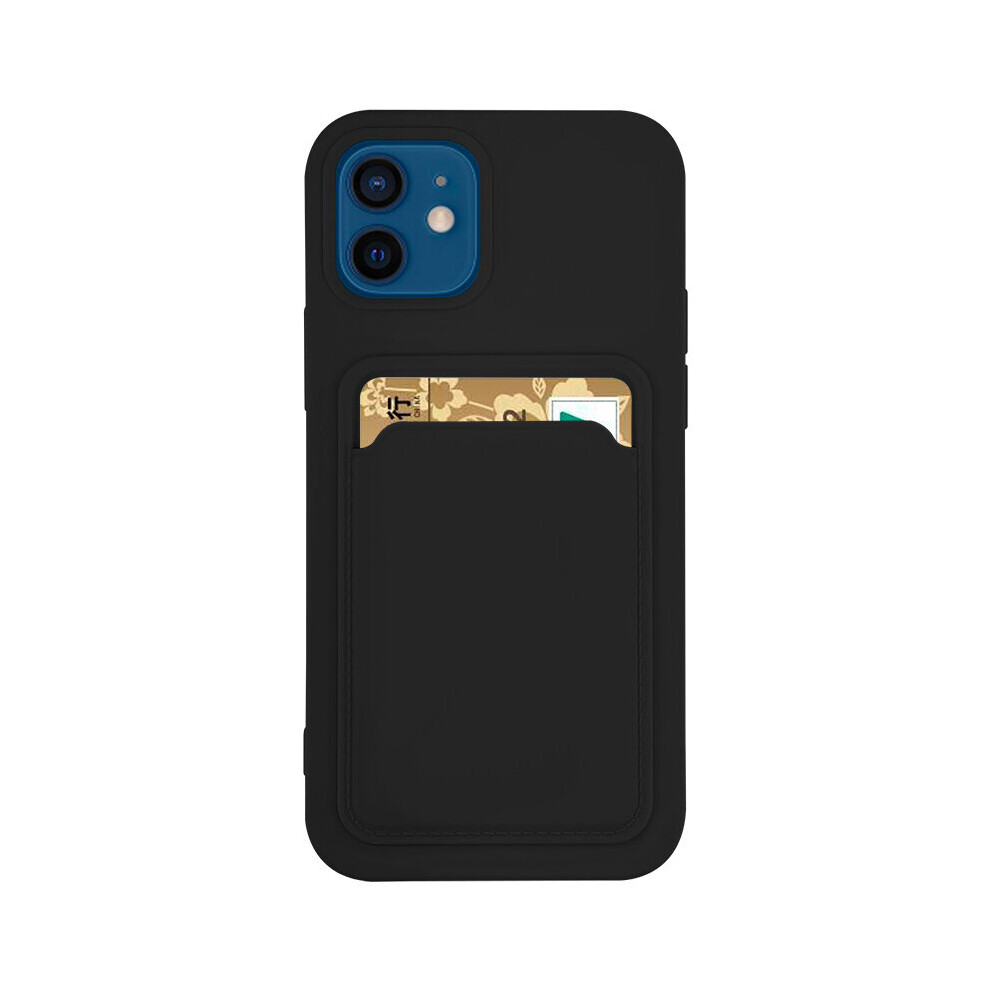 Silicone Card Holder Protection Case Compatible With Iphone 13 Pro Max In Black 7427277363042