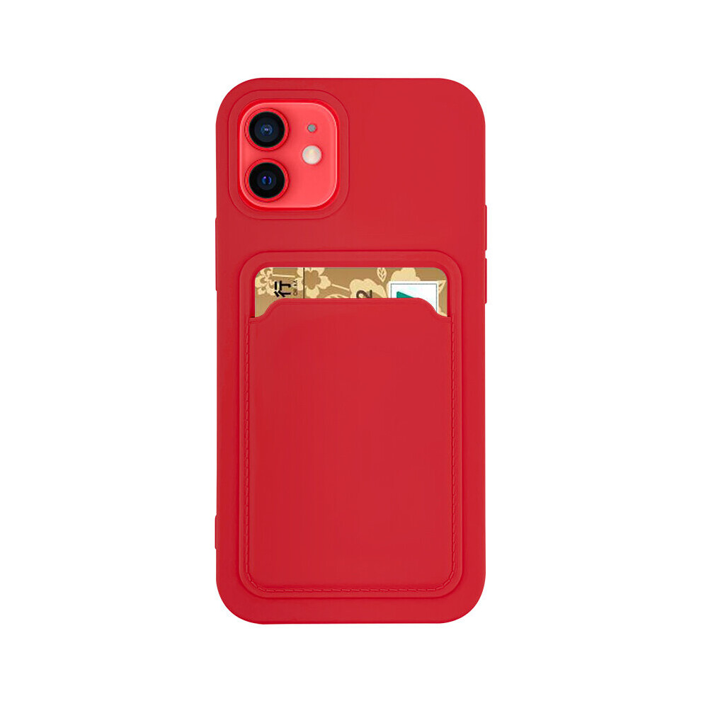 Silicone Card Holder Protection Case Compatible With Iphone 13 Pro Max In Red 7427277363035