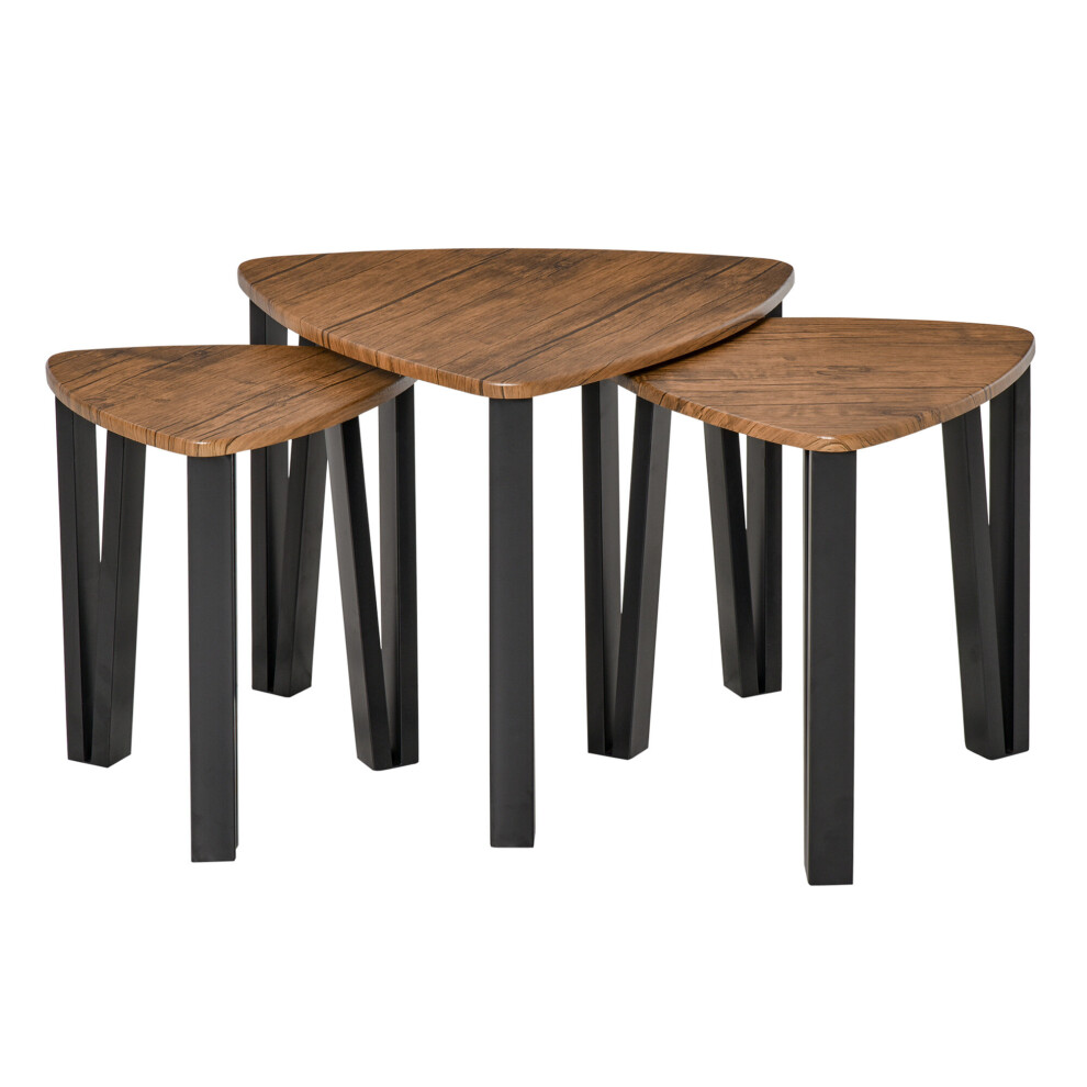 Homcom Unisex Black Pcs Nesting Table Coffee Table Set Mdf Steel Living Room Furniture In Size 3 - Image 4