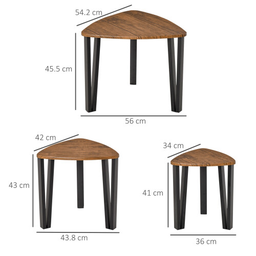 Homcom HOMCOM 3 PCs Nesting Table Coffee Table  Set MDF Living Room Furniture 1