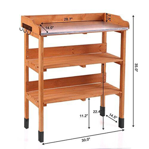 GEEZY GEEZY Wooden Potting Planting Table Practical Working Decorative Bench Station Flower 1