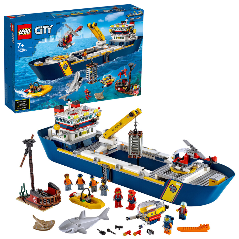 LEGO 60266 City Oceans Exploration Ship Floating Toy Boat, Deep
