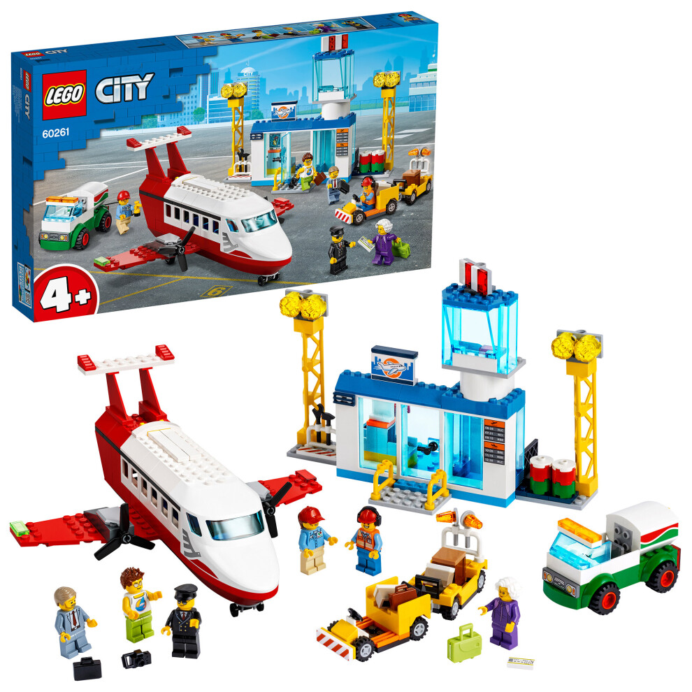 LEGO 60261 City 4+ Central Airport Playset With Toy Plane, Fuel Truck & Pilot Figure