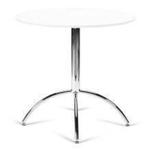 (White) Kimberley Dining Table With Chrome Metal Legs Kitchen Cafe Bistro Style Small Round Table