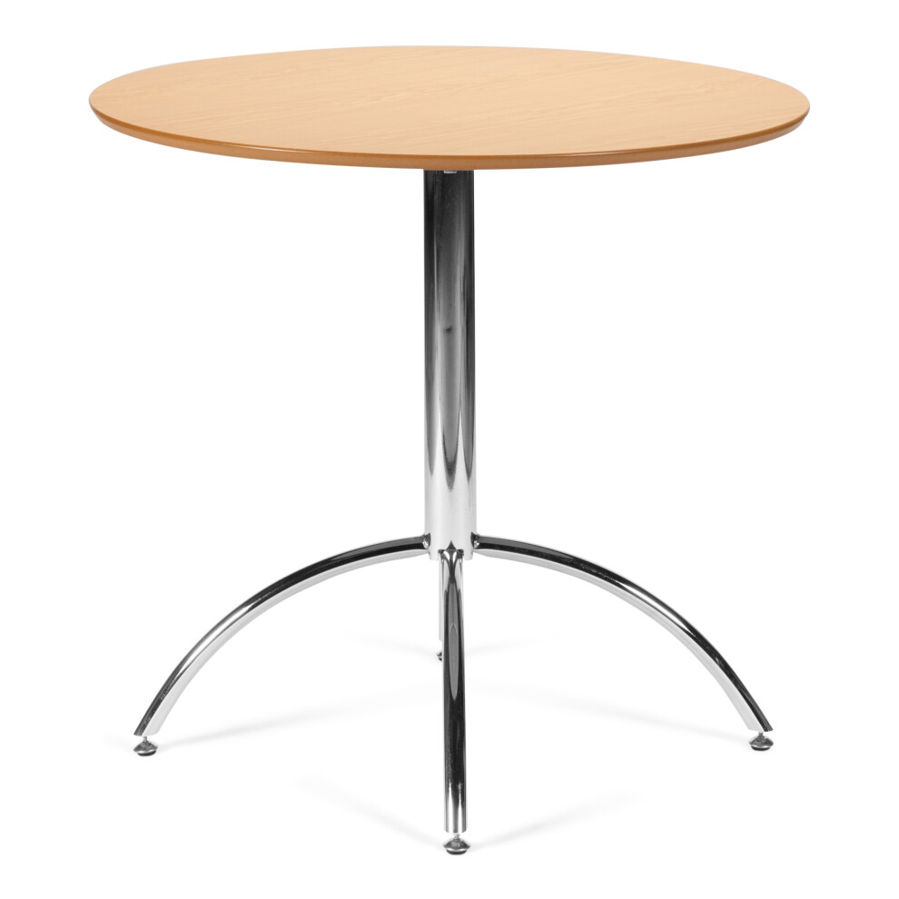 (Natural) Kimberley Dining Table With Chrome Metal Legs Kitchen Cafe Bistro Style Small Round Table-image-OPC-P8FHRZH-NEW