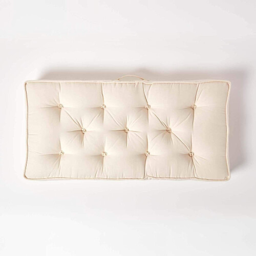 Homescapes (Cream) Cotton 2 Seater Booster Cushion 2