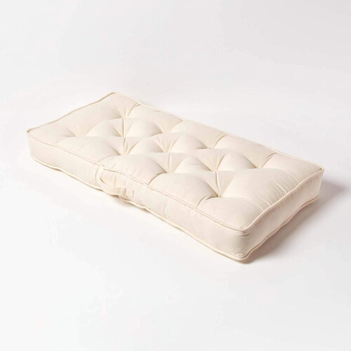 Homescapes (Cream) Cotton 2 Seater Booster Cushion 1