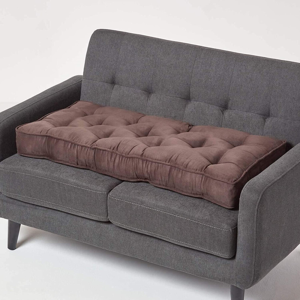 Homescapes (Chocolate) Faux Suede 2 Seater Booster Cushion Brown