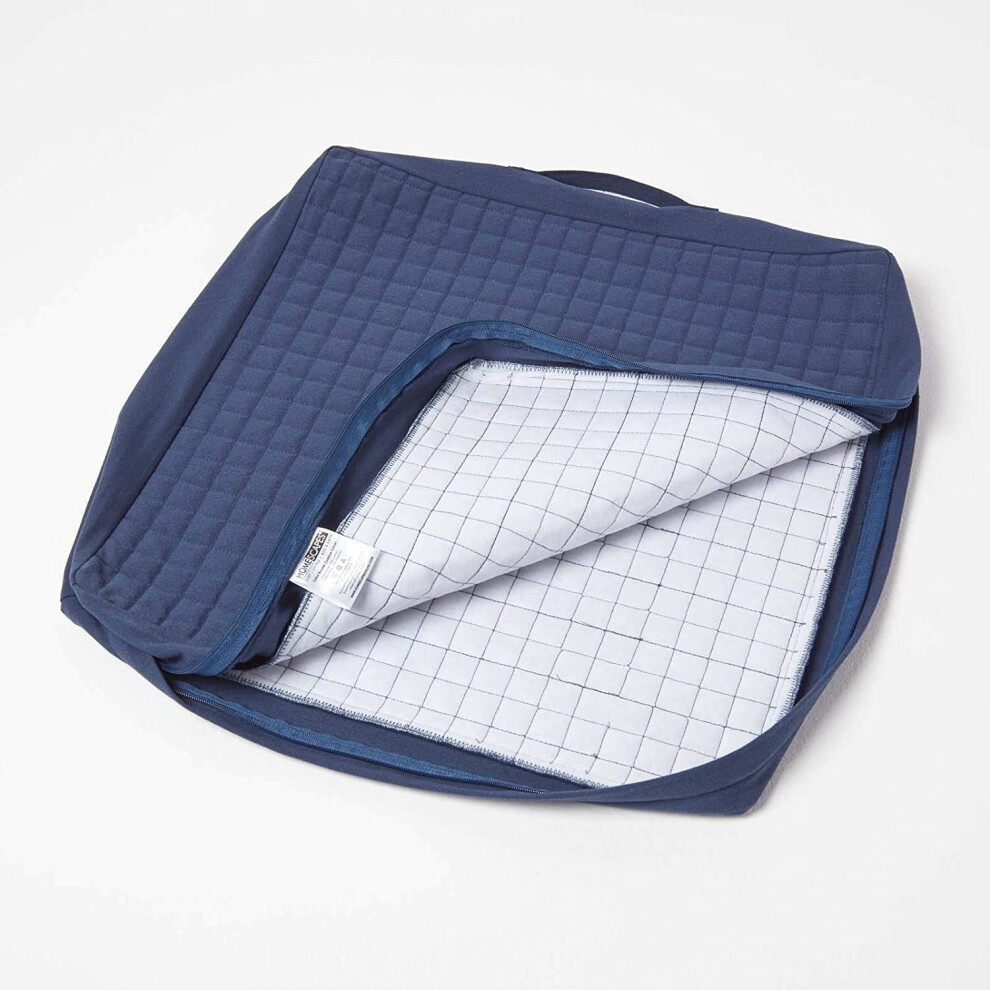Homescapes (Navy) Quilted Cotton Armchair Booster Cushion Replaceable Cover