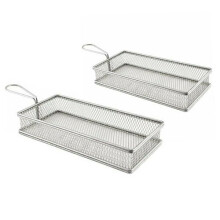 Set of 2 Stainless Steel Mesh Fries Chips Fish Serving Basket