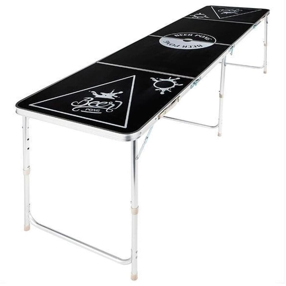 HI Beer Pong Table Adjustable Folding Black MDF Aluminium Party Game Table