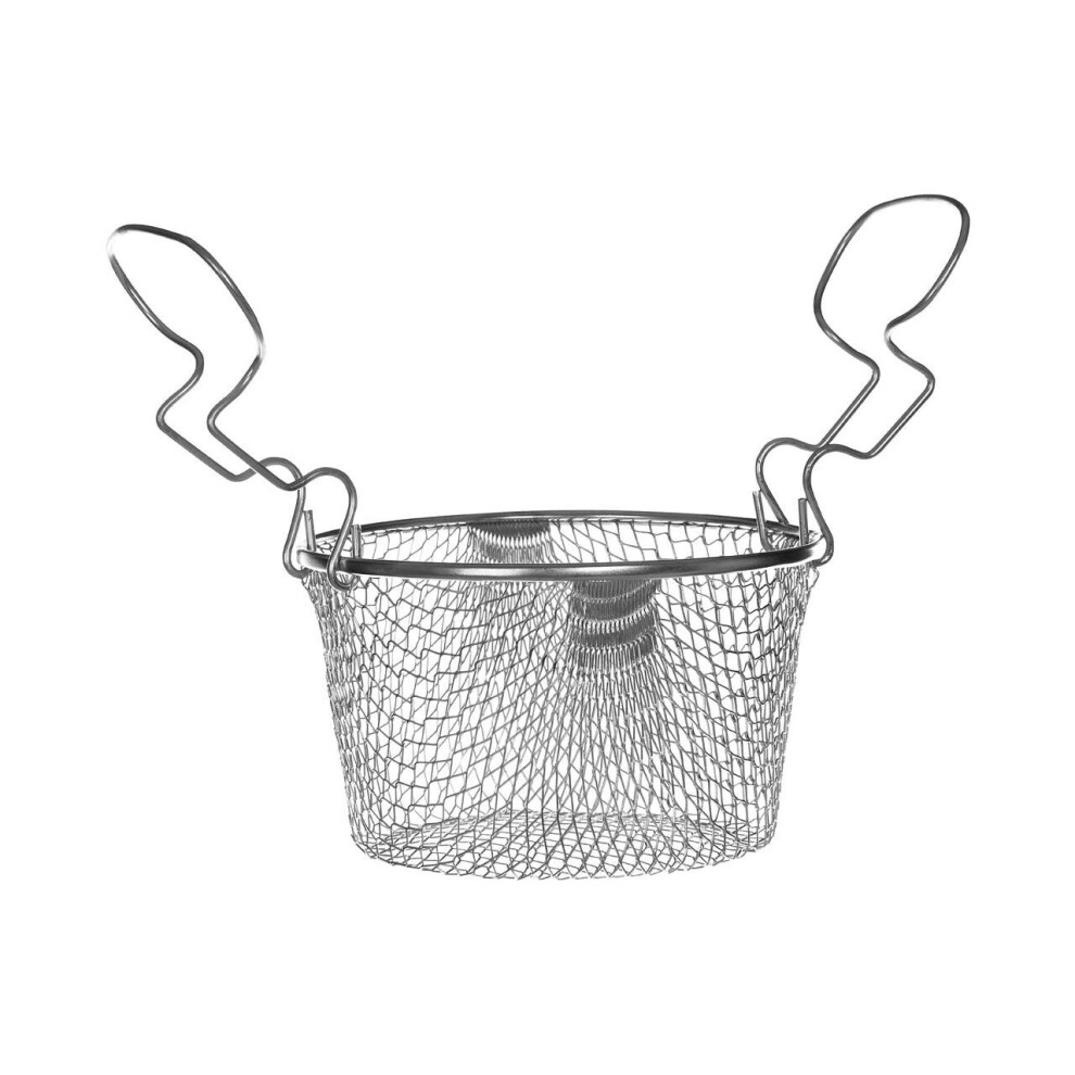 Premier Housewares Small Frying Basket Deep Fry Wire Basket With Curved Steel Handles Tough Steel Multiple Uses Frying And Serving W19 x D17 x H10
