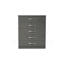 Ready assembled Classic 5 Drawer Chest Grey