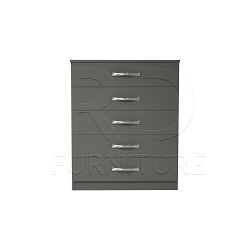 RD Furniture Ready assembled Classic 5 Drawer Chest Grey