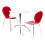 (Red) Kimberley Dining Set - White and Chrome Small 80cm Round Table With 2 Stacking Chairs 1