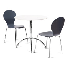 (Slate Grey) Kimberley Dining Set - White and Chrome Small 80cm Round Table With 2 Stacking Chairs