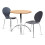 (Slate Grey) Kimberley Dining Set - Natural and Chrome Small 80cm Round Table With 2 Stacking Chairs 1