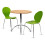 (Green) Kimberley Dining Set - Natural and Chrome Small 80cm Round Table With 2 Stacking Chairs 1